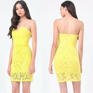 BEBE Midi lace yellow dress